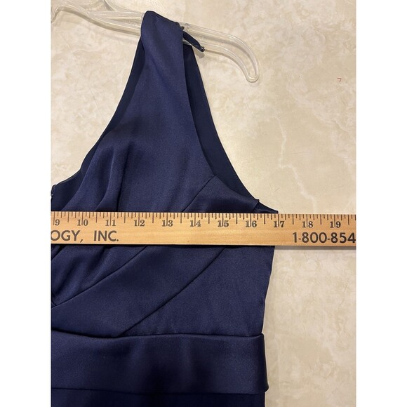 ARMANI COLLEZIONI Navy Blue 100% Silk Wrap Top Knee Length Italy Dress Sz 14 - Picture 7 of 10